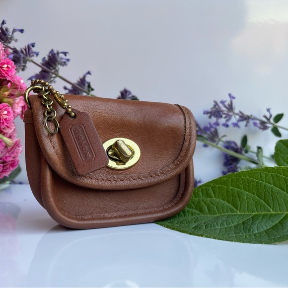 Vintage Coach Mini City Key Fob Coin Purse In British Tan Leather 7105- VGC - Picture 6 of 16